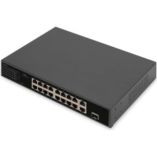DIGITUS Switch 16-Port FE PoE 2 GE Uplinks RJ45/SFP Power over Ethernet RJ-45