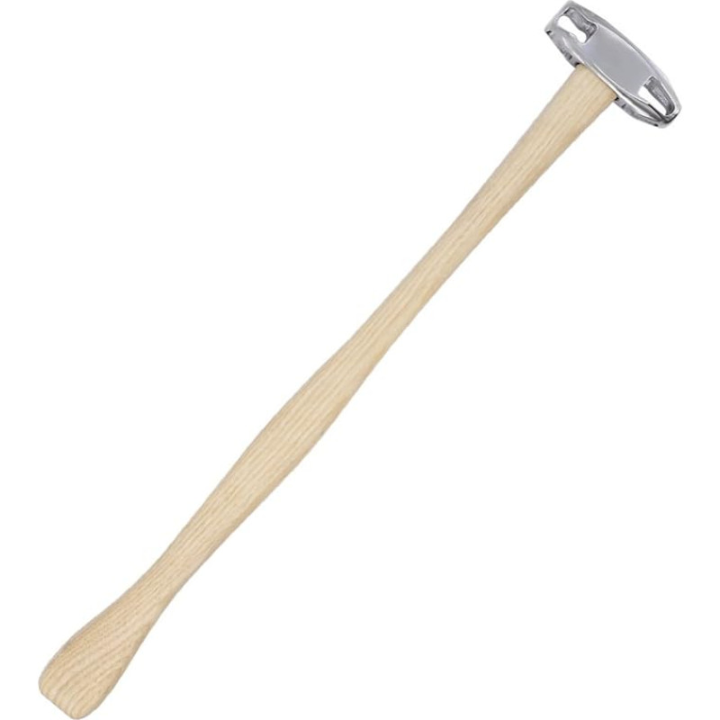 Nerūdijančio plieno automobilių dantų taisymo smūginis plaktukas su dviguba galvute ir lengva ergonomiška buko medienos rankena, skirtas besiūliam lakštinio metalo formavimui ir automobilių kėbulams