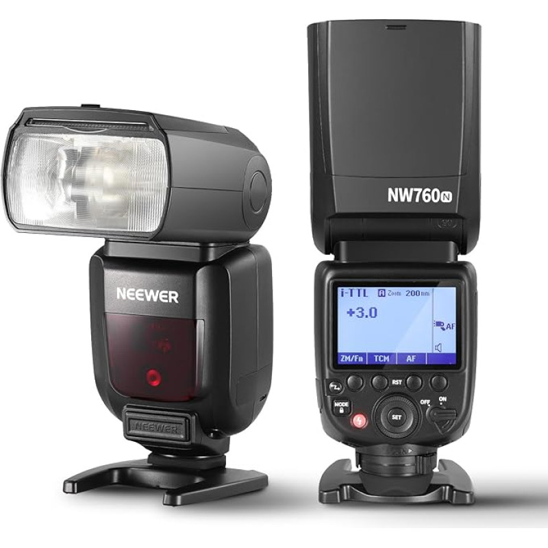 NEEWER NW760-N TTL blykstė Speedlite, suderinama su Nikon DSLR fotoaparatais, 76 Ws GN60 2.4G 1/8000 s HSS blykstė, TCM konversija, 230 blyksnių visu galingumu, 0,1-2,7 s blykstės perdirbimas