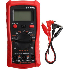 Skaitmeninis matuoklis, multimetras, 2000 skaitiklių su LCD ekranu ir apšvietimu, Reichweitenregler, Anti-Vibrations-Silikonhülle für Rot/Grau SK-6013 Modell (rot)