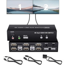 HDMI KVM Switch 2 Port, Bolaazul HDMI USB 2.0 KVM Switcher Dual Port 2 Computer 2 Monitors, 4K@60Hz Keyboard Mouse Peripheral Switch KVM HDMI USB 2 in 2 out for Laptop, PC, PS4, Xbox