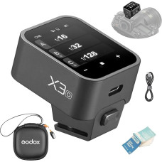 Godox X3O X3-O 2.4G OLED jutiklinio ekrano blykstės paleidiklis TTL belaidis blykstės paleidiklis su TCM konvertavimu, įmontuota 3,7 V 850 mAh ličio jonų baterija ir laikymo krepšys, skirtas Olympus fotoaparatams (X3O)