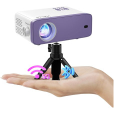 Mini projektorius, VOPLLS Mini 22000L WiFi Bluetooth projektorius, palaikantis Full HD 1080P, nešiojamasis vaizdo projektorius su 50 % priartinimu, namų kino projektorius mobiliajam telefonui, planšetiniam kompiuteriui, nešiojamajam kompiuteriui, asmenini
