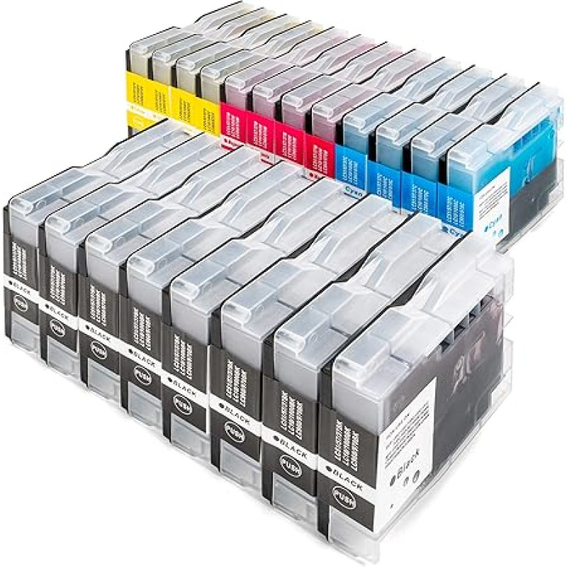 20 suderinamų spausdintuvų kasečių, kuriomis galima pakeisti Brother LC-1000 LC-970 DCP 130C 135C 150C 330C 350C 540CN 560CN 750CW 770CW MFC 235C 240C 260C 3360C 440CN 465CN 546 00CN 586 0CN 660CN 680CN