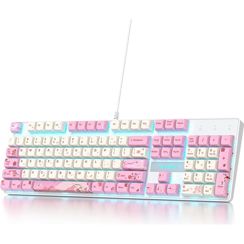 SOLIDEE laidinė mechaninė žaidimų klaviatūra, pilno dydžio, 104 klavišų laidinė klaviatūra, RGB apšvietimas ir skaičių klaviatūra, NKRO mechaninė klaviatūra 