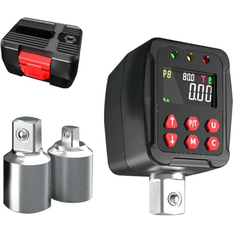 Digitaler Drehmomentschlüssel-Adapter 12 Zoll mit 1/2-Zoll-Antrieb, 4135 Nm maximales Drehmoment, Echtzeit & Spitzen-Drehmomentmessung, 10 Gruppen Voreingestellte Werte, Summer und LED-Alarm (135N)
