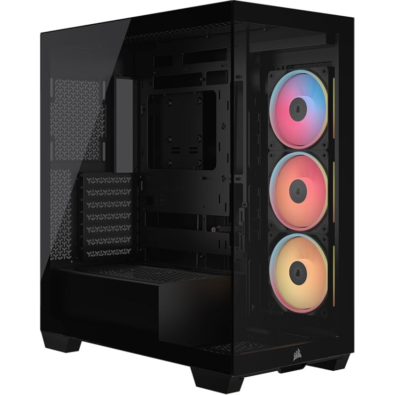 CORSAIR 3500X LX-R RGB iCUE LINK Mid-Tower kompiuterio korpusas - 3 x iš anksto sumontuoti LX120-R RGB ventiliatoriai - su iCUE LINK sistemos koncentratoriumi, GPU apsaugos nuo atsilenkimo svirtimi, vieta iki 10 x 120 mm ventiliatoriams - juodas