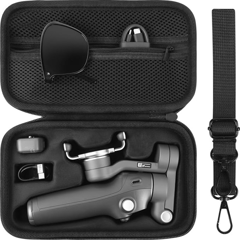 HOTUT Osmo Mobile 7P krepšys, neperšlampamas nešiojamasis PU krepšys per petį, kietas kelioninis apsauginis krepšys DJI Osmo Mobile 7/7P Vlog Combo priedams, juodas (black-1), kelioninė rankinė
