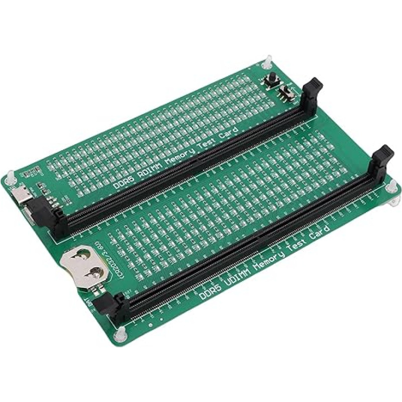 Fabater Desktop-Server-DDR5-Speichertestkarte, LED-Lichtprüfung, Batterie-/Typ-C-Stromeingang, Geeignet für die Reparatur von Computern, SMT-Komponenten