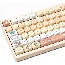 Mielas PBT klavišų dangteliai 75 % MOA profilio dažiklio sublimacija 132 apvalūs pasirinktiniai klavišų dangteliai, skirti 60 % 75 % 80 % 100 % mechaninei klaviatūrai geltonos spalvos