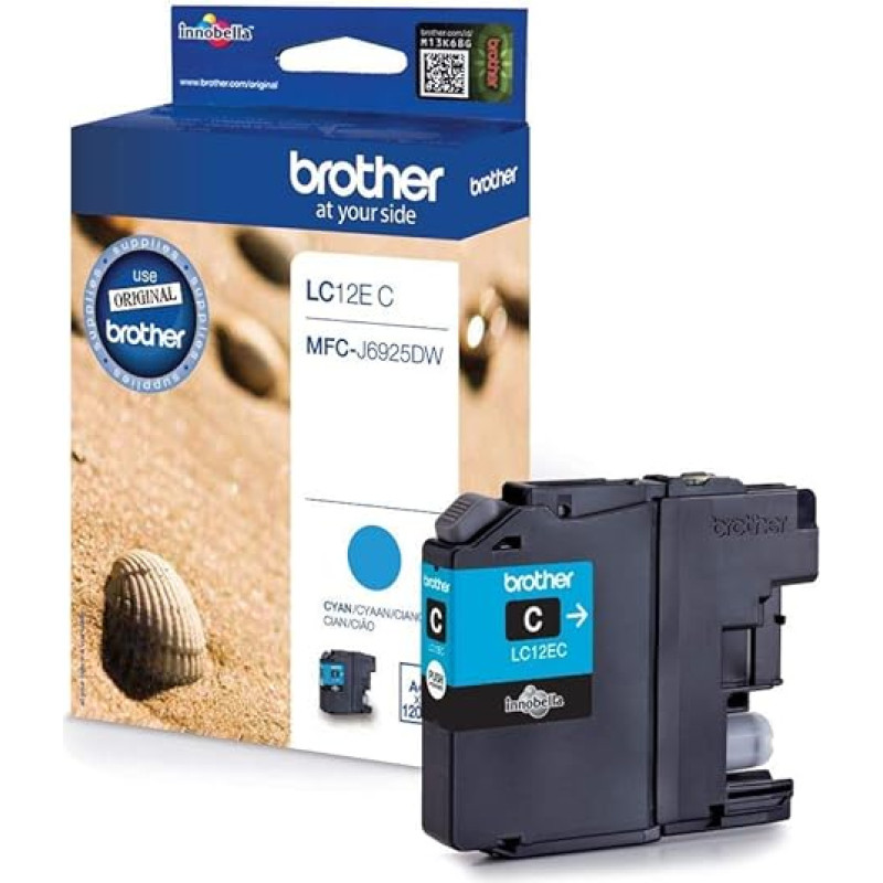 Brother LC12EC originalios rašalo kasetės, 1 vnt., žydros spalvos