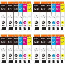 kamo PGI-520 CLI-521 (24 vnt. pakuotė) Daugkartinės spausdintuvų kasetės, suderinamos su 