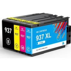 937xl 【S lustu atnaujintos】937e spausdintuvo kasetės (1 juoda + 3 spalvos), skirtos pakeisti HP 937 XL daugiapakopę, suderinama su HP Officejet Pro 9730e 9720e 9122e 9122e 9125e 9110b 9135e 9130b 9132e 9120e 9117b