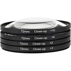 DSLR fotoaparato stambaus plano makroobjektyvo filtrų rinkinys (+ 1, + 2, + 4, + 10 didinimo) su laikymo krepšeliu (72 mm)