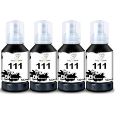 Miss Deer 111 rašalo buteliukas, suderinamas su Epson 111 juodos spalvos rašalu, skirtu ET-M1100 ET-M1120 ET-M1120 ET-M1140 ET-M1170 ET-M1170 ET-M1180 ET-M2120 ET-M2140 ET-M2170 ET-M3140 ET-M3170 ETM3180 (4 vnt.)