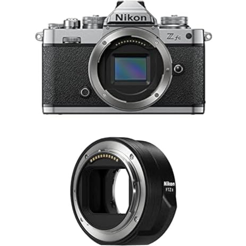 DX formato veidrodinis fotoaparatas Nikon Z FC + Nikon FTZ II (adapteris, skirtas F-taško objektyvams ir Z-taško fotoaparatams)