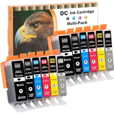 D&C 12x Printer Cartridges Compatible with Canon PGI-525 CLI-526 for Canon Pixma MG5250 MG5300 MG5340 MG5350 MG6250 MG8150 MG8250 MX885 MX895 IP4840 IP4850 IP490 0 0 MG5140 MG5150 MG5240 MX710 MX715 MG6100