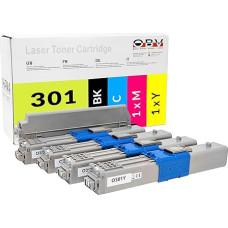 OBV 4 juodos / žydros / purpurinės / geltonos spalvos rašalo kasetės, skirtos OKI C301DN / C321DN