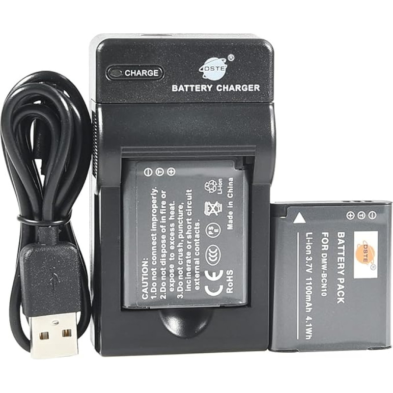 DSTE DMW-BCN10 ličio jonų akumuliatorius (2 vnt.) ir mikro USB įkroviklis, suderinamas su 