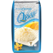 Q RICE Sticky Rice - White Sticky Long Grain Rice - Ideal for Asian Cuisine & Desserts - 1 x 1kg