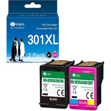 G&G rašalo kasetės suderinamos su HP 301 spausdintuvo XL juodos spalvos kasetėmis, skirtomis HP Deskjet 4500 4502 DeskJet 2540 2050 2510 OfficeJet 2620 4630 (juoda spalva)