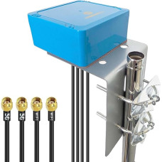 Maswell 4-in-1 2x2 MIMO WiFi + 2x2 MIMO Cellular Antenna, 700-6000MHz 5G 4G 3G, Waterproof Screw and Adhesive Mounting Antenna for Outdoor Use for IoT M2M