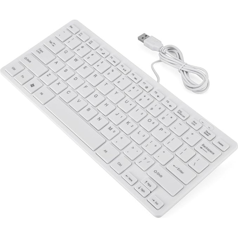 CCYLEZ laidinė USB mini klaviatūra, universali itin plona 78 klavišų klaviatūra, nešiojamoji daugialypės terpės mini klaviatūra staliniam kompiuteriui, nešiojamajam kompiuteriui (balta)