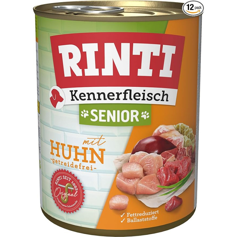 Rinti connoisseur meat SENIOR + vištiena, 12 vnt. (12 x 800 g)