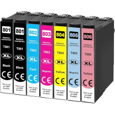 Pack of 7 Multipack Compatible with Epson 80XL Epson T0801 T0802 T0803 T0804 T0805 T0806 Ink Cartridges for Stylus Photo R265 R360 R285 RX585 RX685 P50 Stylus PX700W PX710W PPX800 FW PX810 PX650