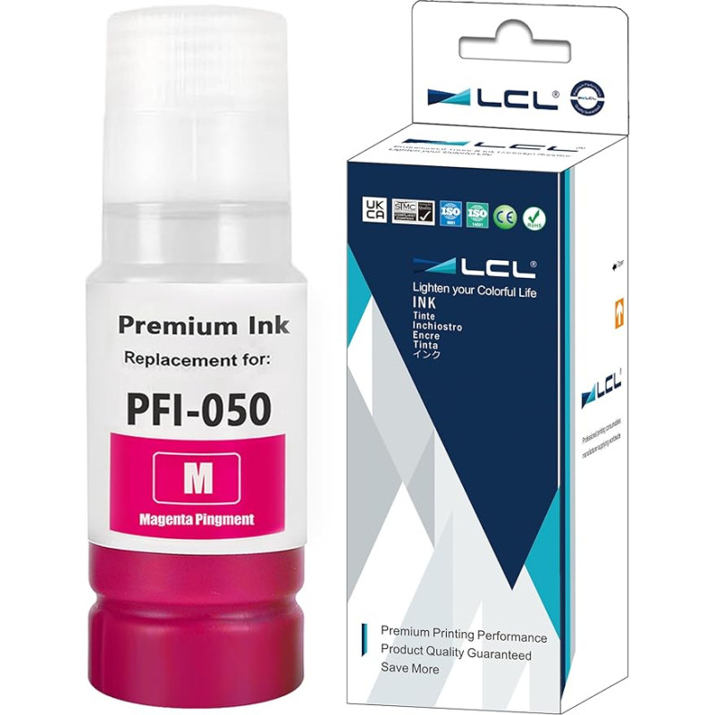 LCL suderinama rašalo kasetė PFI-050 PFI-050M (1PK 70 ml purpurinės spalvos), skirta 