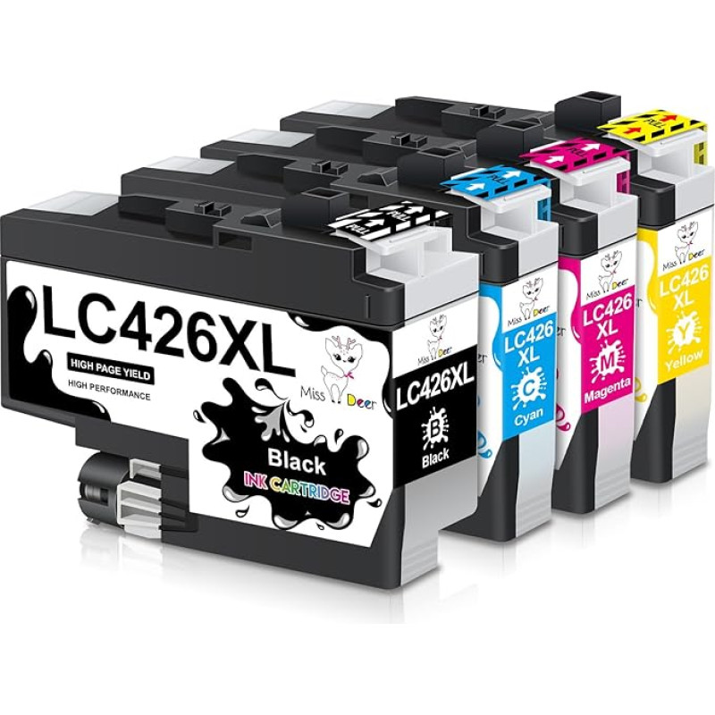 Miss Deer LC426XL kasetės Brother LC426 LC426XL suderinamos su Brother MFC-J4335DW MFC-J4340DW MFC-J4535DW MFC-J4535DW MFC-J4540DW MFC-J4540DWXL pakuotė