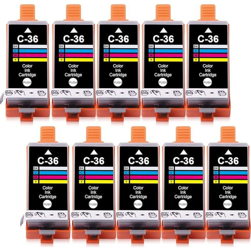 CLI-36 trijų spalvų rašalo kasetės, skirtos CAN PGI 35 CLI 36 PGI35 CLI36 CAN IP100 IP110 IP110WB IP100WB Mini260 Mini320 TR150 TR160 (10 pakuočių CL36)