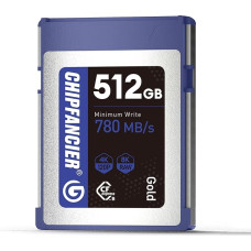 CFexpress 2.0 B tipo 512GB atminties kortelė Iki 1750MB/s Skaitymas 1420MB/s Rašymas Neapdorotas 8K vaizdo įrašymas Šviesiai raudona spalva