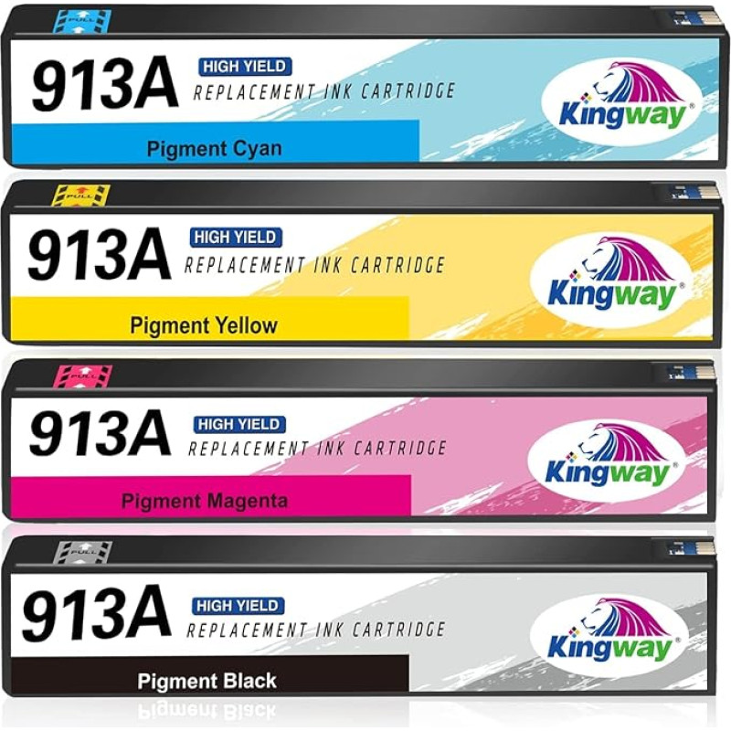 Kingway 913A spausdintuvo kasetės, suderinamos su HP 913 HP 913A kasetės, skirtos HP PageWide Pro 477dw 477dn 377dw 377dn Pro 352dn 452dn MFP 477dw kasetės MFP 552dw 577dw 577z P55250dw