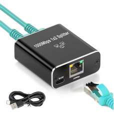 Ethernet skirstytuvas nuo 1 iki 2 1000Mbps RJ45 tinklo jungiklis 2 prievadai Gigabitinio interneto kabelio skirstytuvas su USB maitinimo kabeliu, skirtas kompiuterio koncentratoriui maršrutizatoriui Skaitmeninė televizija