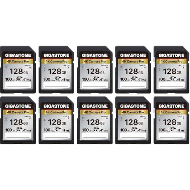 GIGASTONE 128GB SDXC atminties kortelė 10 vnt., skirta 