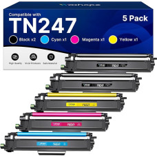 TN247 TN-243CMYK suderinama tonerio kasetė, skirta Brother TN247 TN243 DCP-L3550CDW DCP-L3510CDW HL-L3210CW HL-L3230CDW MFC-L3750CDW MFC-L3710CW spausdintuvams (juoda, žydra, geltona, purpurinė, 5 pakuotės)