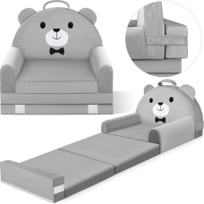 Foldable Toddler Chair, Bed, Children's Sofa, Fold-Out Children's Chair 2-in-1 Mini Couch, 150 cm Soft Crystal Velvet Toddler Play Sofa for Bedroom, Living Room, Playroom
