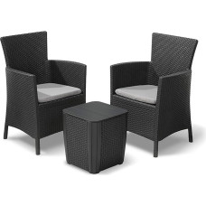 Allibert 229286 Iowa Balcony, 3-piece balcony furniture set made of rattan, space-saving, color gray