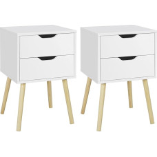 Yaheetech 2 naktinių staliukų rinkinys Nakties staliukas su 2 stalčiais Paprastas staliukas iš medžio masyvo kojų Sofos staliukas miegamajam/gyvenamajam kambariui 40 × 40 × 61 cm