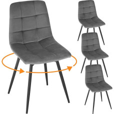 EUGAD 4 pasukamų valgomojo kėdžių komplektas valgomojo virtuvei, svetainei, virtuvei Virtuvės kėdės su atlošu, paminkštintu atlošu, aksominiu užvalkalu ir metalinėmis kojomis, 150 kg keliamoji galia, tamsiai pilkos spalvos