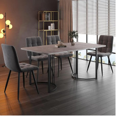 Stačiakampio formos valgomojo stalas su 4 kėdėmis, 140 x 80 x 75 cm, Stačiakampio formos valgomojo stalas, Valgomojo grupė, Modernus virtuvės valgomojo stalo komplektas, Valgomojo kėdė, Virtuvės kėdžių komplektai, Virtuvės stalo komplektas