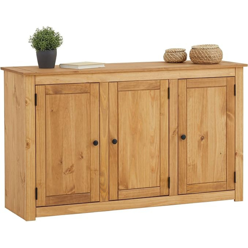 IDIMEX CANCUN Trijų durų šoninė spinta iš pušies masyvo, dažyta ir vaškuota, universali svetainei, prieškambariui