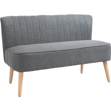 HOMCOM 2 vietų medžiaginė sofa Minkšta sofa Lounge Sofa Medžio putos Šviesiai pilka 117 x 56,5 x 77 cm