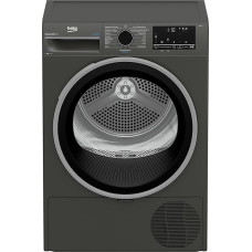 Beko B3T22491M Tumble Dryer Series B300, 8 kg, Front Load, Heat Pump Dryer, 15 Programmes, Sensor Drying, Steam Function, Silent Program, Suitable for Allergy Sufferers, Columnar, Manhattan Grey