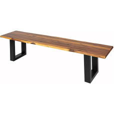 SAM Esra suoliukas 200 x 40 cm, akacijos mediena, medžio masyvo suoliukas, suoliukas medžio kraštais su juodai dažytomis metalinėmis kojelėmis