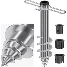 Dolibest Parasol Ground Sleeve Beach, 42 cm Umbrella Holder Ground Dowel Sand Anchor Rotary Line Floor Stand Patio Umbrella Screw-In Sleeve Cantilever Parasol Ground Spike 3-5 cm Pole with Wire Handle Style A