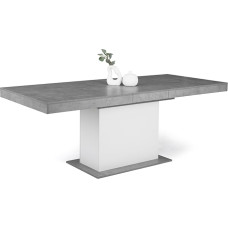 IDMarket - Eden Extendable Rectangular Dining Table for 6-10 People Concrete and White 160-200cm