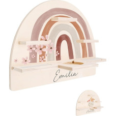 Personalised Tonie Shelf for Children's Room - Magnetic Toniebox Shelf for Toniebox & Figures with Rounded Corners and Edges (Rainbow Flowers)