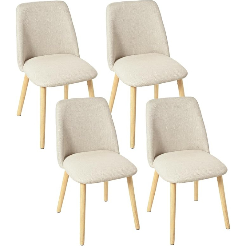 Valgomojo kėdės Smėlio spalvos 4 medinių kojų rinkinys Minkštos kėdės Valgomojo kambario svetainės kėdė Virtuvės kėdės, pagamintos iš poliesterio, skirtos valgomajam, virtuvei, biurui